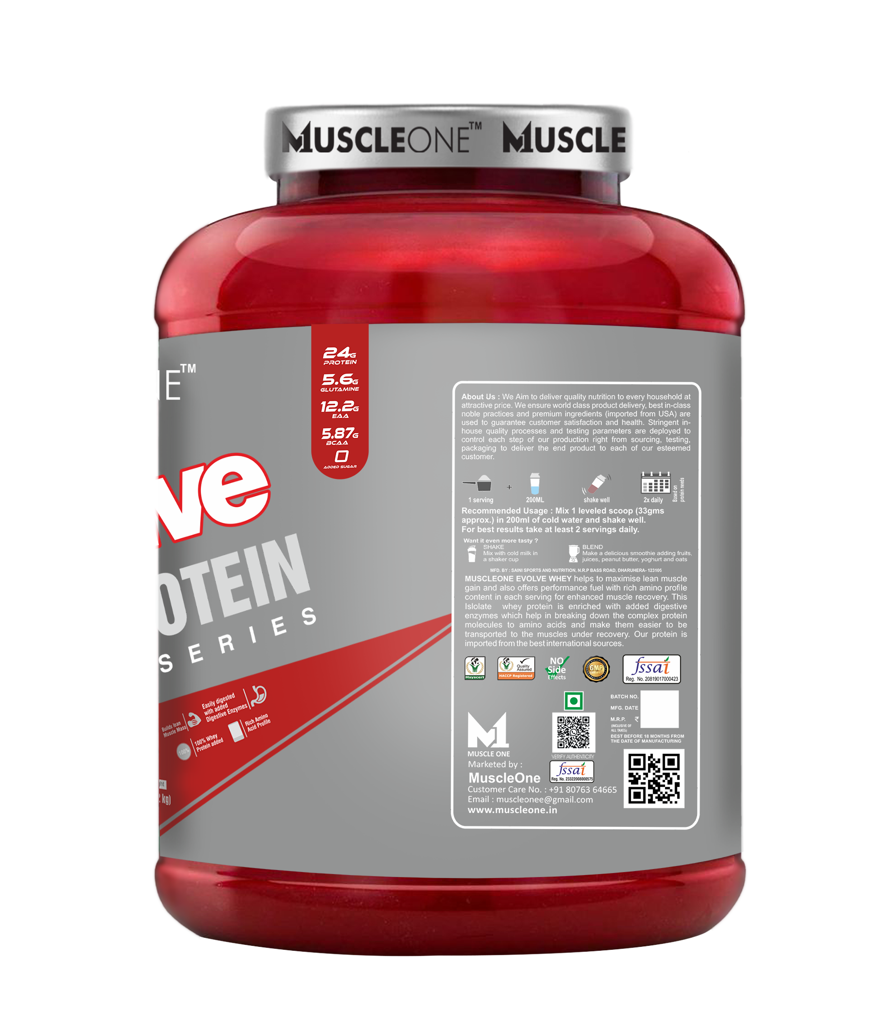 MuscleOne Evole Whey Protein 2kg American Ice Cream Flavour - Image 2