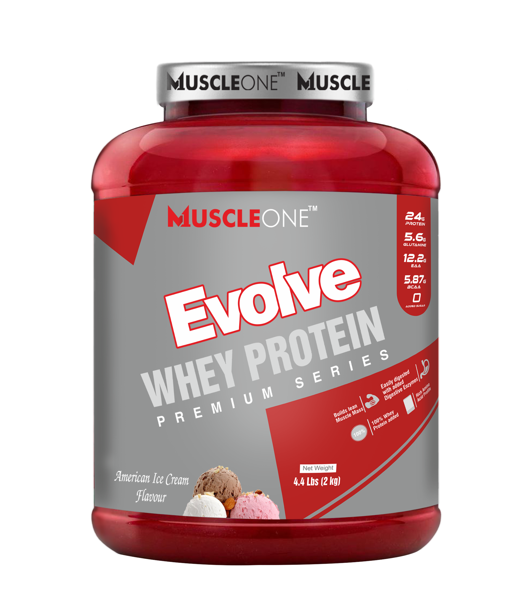 MuscleOne Evole Whey Protein 2kg American Ice Cream Flavour