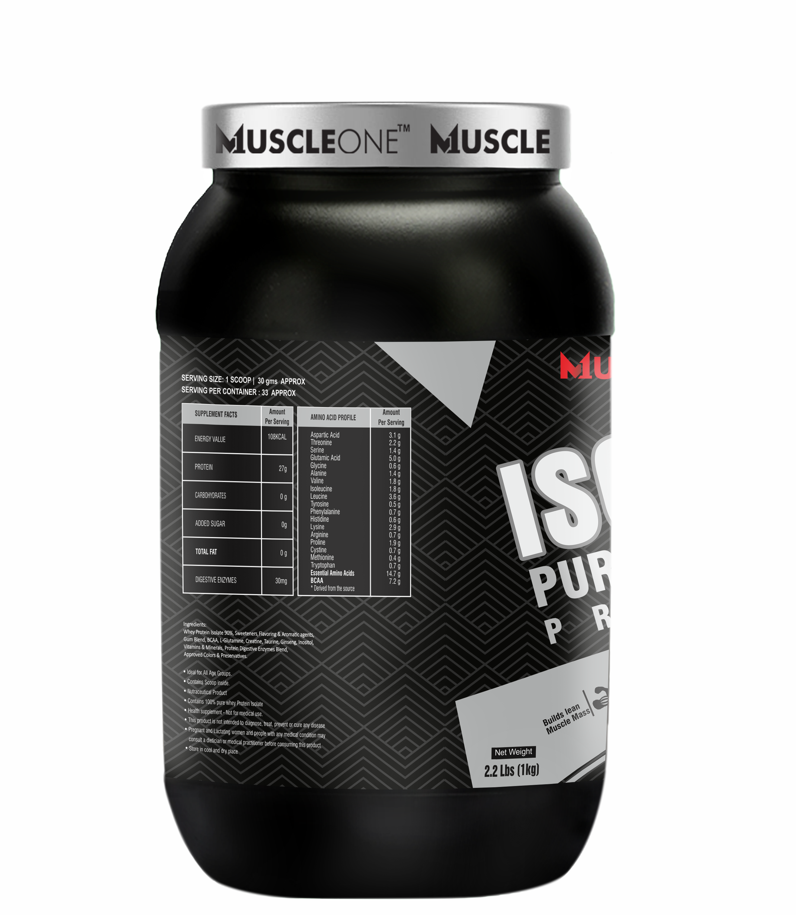 Muscle One ISO ONE PURE ISOLATE 1kg Chocolate Flavour - Image 2