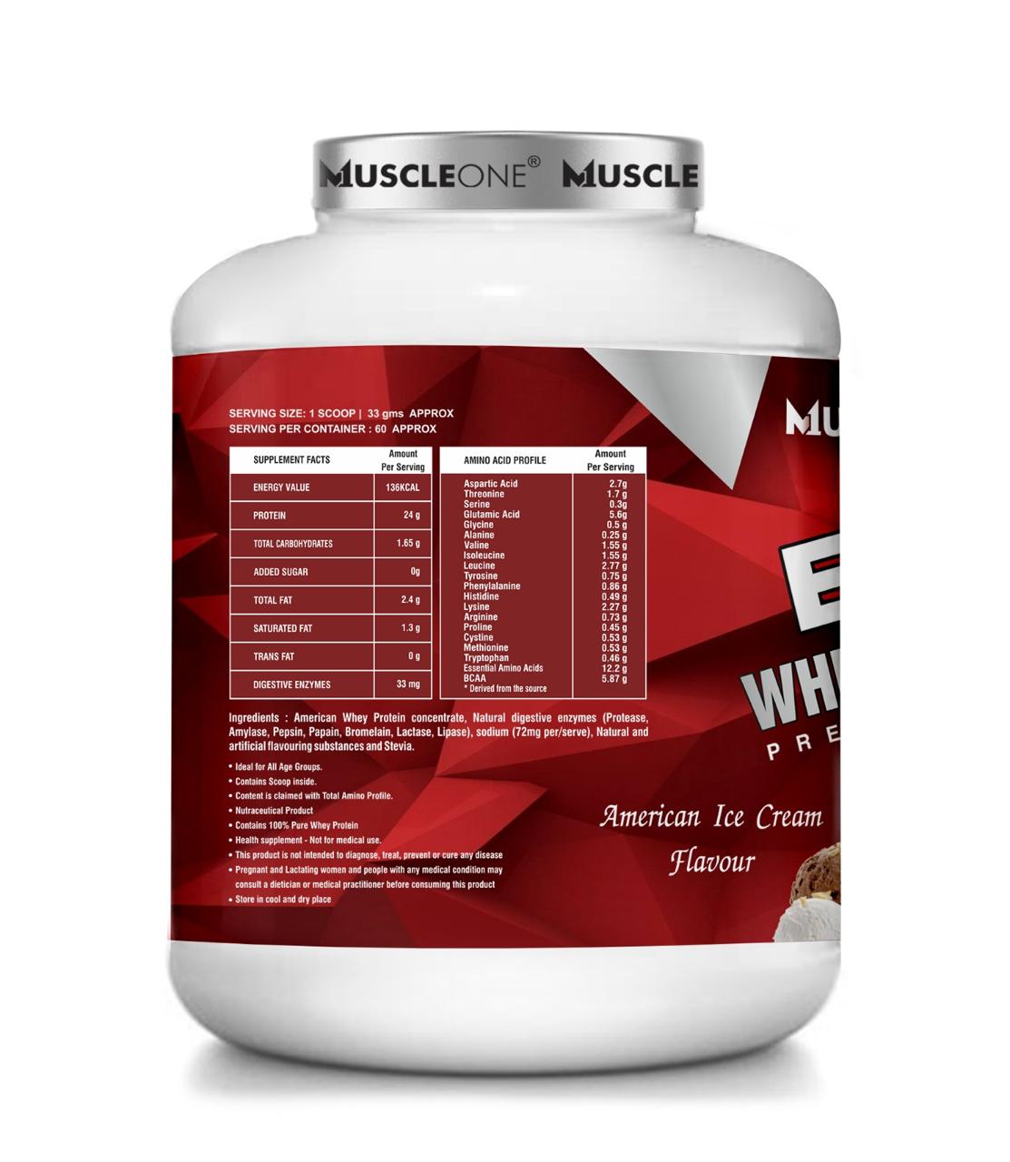 MuscleOne Evole Whey Protein 2kg American Ice Cream Flavour - Image 3