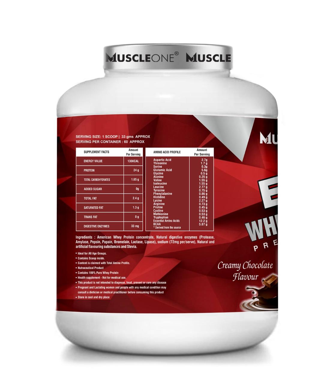 MuscleOne Evole Whey Protein 2kg Chocolate Flavour - Image 3