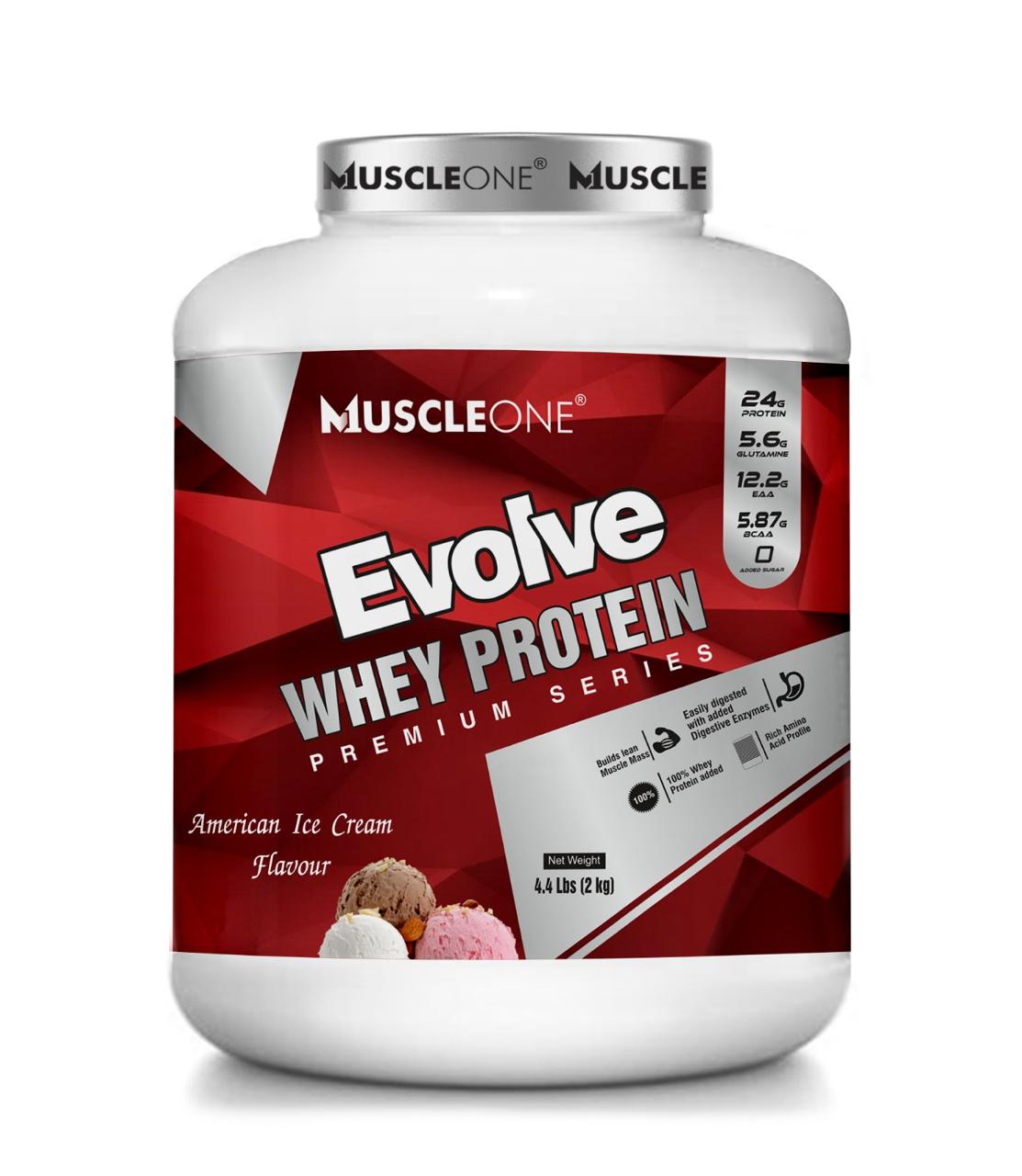 MuscleOne Evole Whey Protein 2kg American Ice Cream Flavour